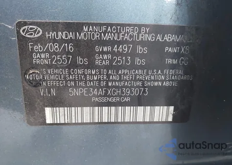 2016 Hyundai Sonata Sport from USA, damaged, VIN 5NPE34AFXGH393073